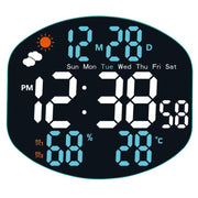 Digital Wall Clock Weather Station Forecast TEMP Humidity 2 Alarm Table Clock With Remote Control(Blue+White)
