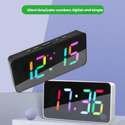 11 Colors Dynamic RGB Digital Alarm Clock 12/24H 6 Levels Brightness 2 Alarms Table Clock(White Shell)