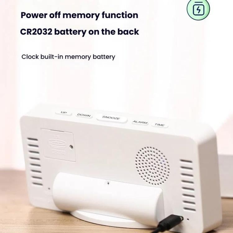 11 Colors Dynamic RGB Digital Alarm Clock 12/24H 6 Levels Brightness 2 Alarms Table Clock(White Shell)