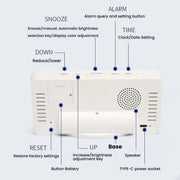 11 Colors Dynamic RGB Digital Alarm Clock 12/24H 6 Levels Brightness 2 Alarms Table Clock(White Shell)