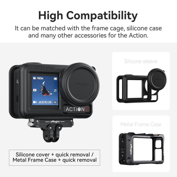 For DJI Osmo 360/Action 5 Pro/4/3 aMagisn Metal Magnetic Quick Release Mount Dual Interface Adapter(Black)