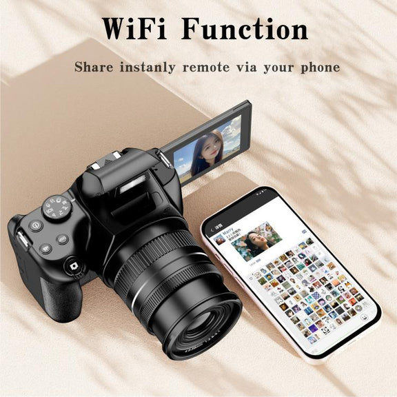 4K 72MP 12X Optical Zoom Student Digital Camera WiFi HD Video Camera With 3 Inch Flip Screen(Black)