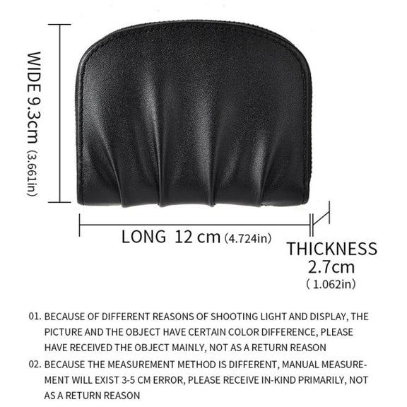 Women Wallet Pleated Sense PU Zipper Short Wallet Simple Solid Color Coin Purse(Black)
