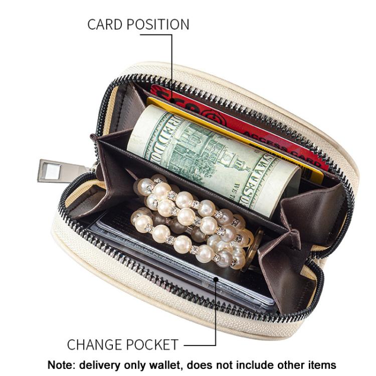 Women Wallet Pleated Sense PU Zipper Short Wallet Simple Solid Color Coin Purse(Black)