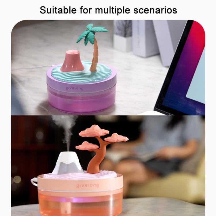 Givelong Mini Portable Landscape Humidifier Plant Pot Hydrator Mister USB Car Spray Aromatherapy Diffuser(Pine Tree)
