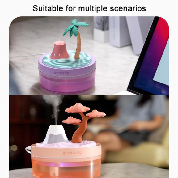 Givelong Mini Portable Landscape Humidifier Plant Pot Hydrator Mister USB Car Spray Aromatherapy Diffuser(Cactus)