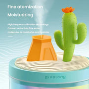 Givelong Mini Portable Landscape Humidifier Plant Pot Hydrator Mister USB Car Spray Aromatherapy Diffuser(Cactus)