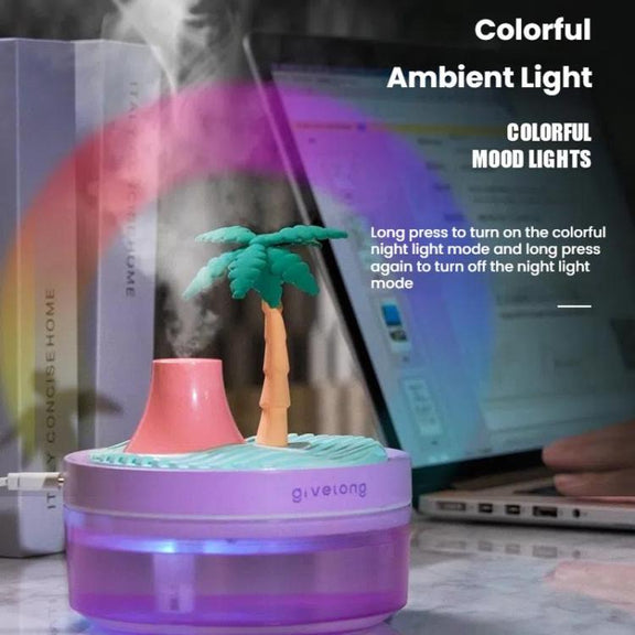 Givelong Mini Portable Landscape Humidifier Plant Pot Hydrator Mister USB Car Spray Aromatherapy Diffuser(Cactus)