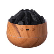Simulated Charcoal Fire Ambient Night Light Humidifier USB Large Mist Flame Humidifier(Light Wood Grain)