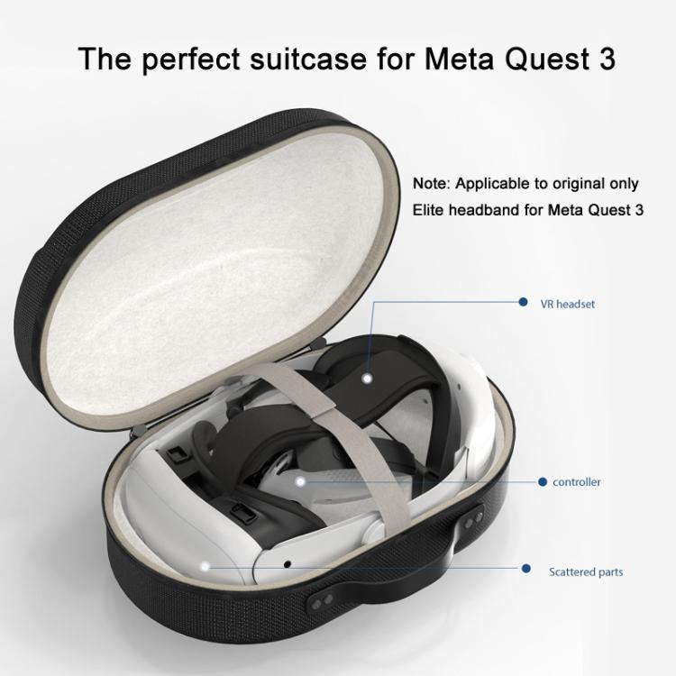 For Meta Quest 3 VR Glasses Storage Case EVA Anti-Pressure Hard Shell Storage Bag(Light Gray)