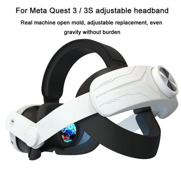 For Meta Quest 3 / 3S Adjustable Headband No Face Pressure VR Head Strap Accessories(Black White)