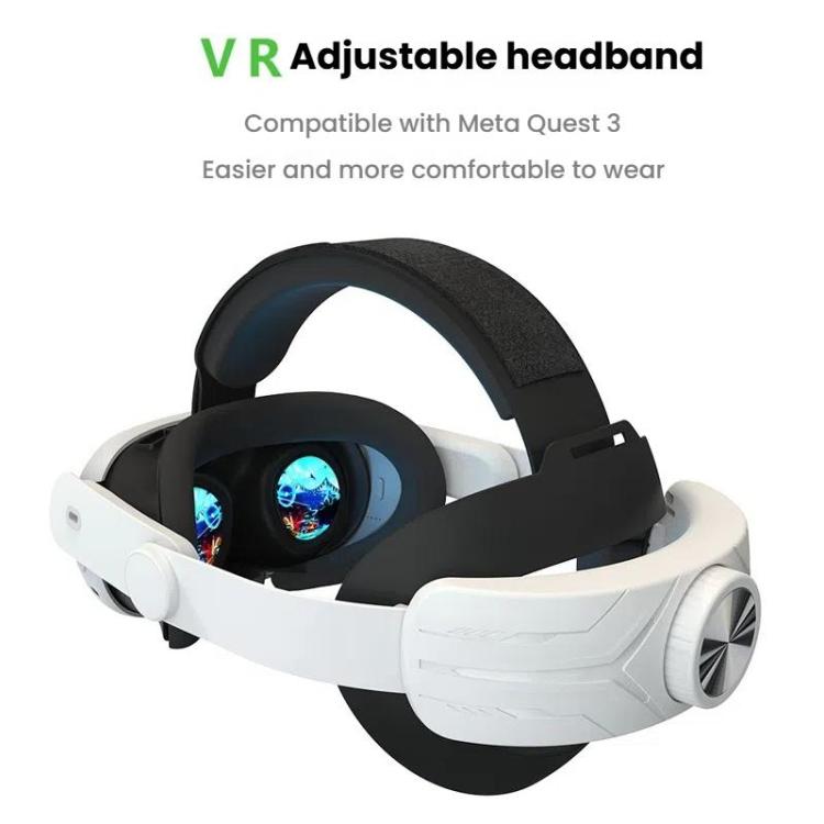 For Meta Quest 3 / 3S Adjustable Headband No Face Pressure VR Head Strap Accessories(Black White)