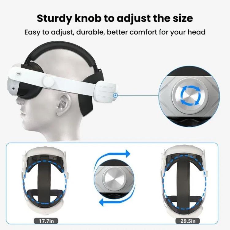 For Meta Quest 3 / 3S Adjustable Headband No Face Pressure VR Head Strap Accessories(Black White)