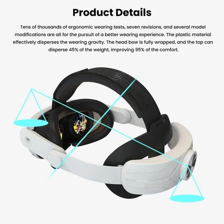 For Meta Quest 3 / 3S Adjustable Headband No Face Pressure VR Head Strap Accessories(Black White)