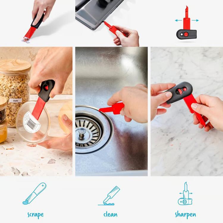 2 In 1 Cleaning Scraper Sticker Tool Household Cleaning Scrubber(Blue)