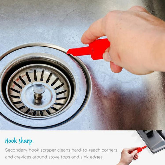 2 In 1 Cleaning Scraper Sticker Tool Household Cleaning Scrubber(Blue)