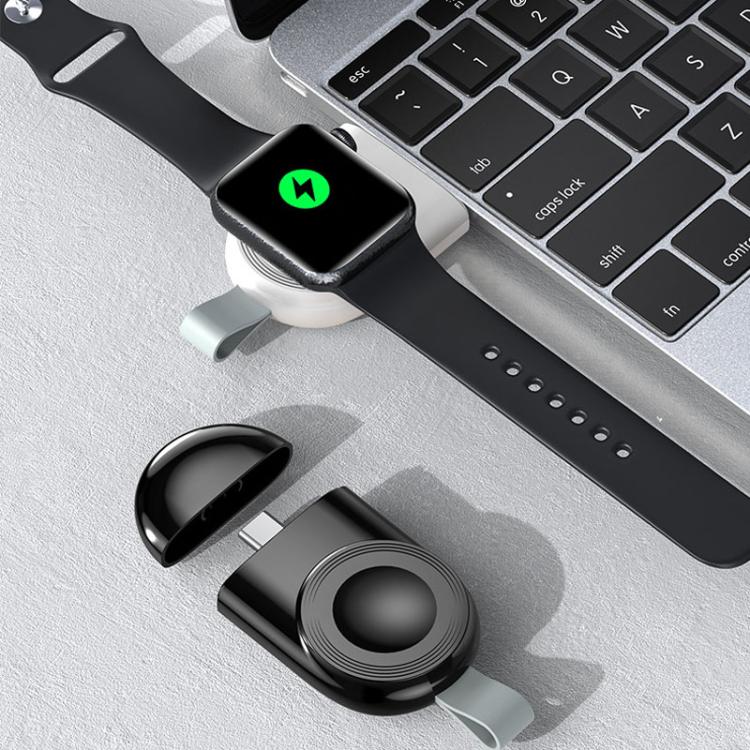 For Apple Watch 1/2/3/4/5/6/7/8/9/10/SE Portable Magnetic Wireless Charger Type-C Smart Wireless Charger(Black)