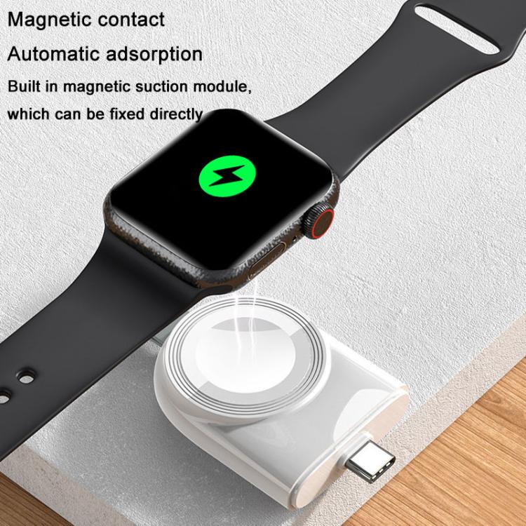 For Apple Watch 1/2/3/4/5/6/7/8/9/10/SE Portable Magnetic Wireless Charger Type-C Smart Wireless Charger(White)