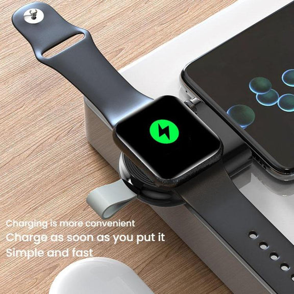 For Apple Watch 1/2/3/4/5/6/7/8/9/10/SE Portable Magnetic Wireless Charger Type-C Smart Wireless Charger(Black)