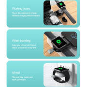 For Apple Watch 1/2/3/4/5/6/7/8/9/10/SE Portable Magnetic Wireless Charger Type-C Smart Wireless Charger(Black)