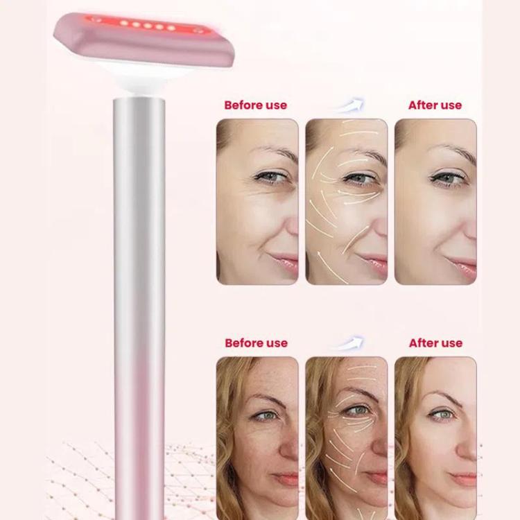 Red Light Facial Wand Eye Neck Massager With Vibrating for Lifting, Dark Circle Reduction(Gradient Pink)
