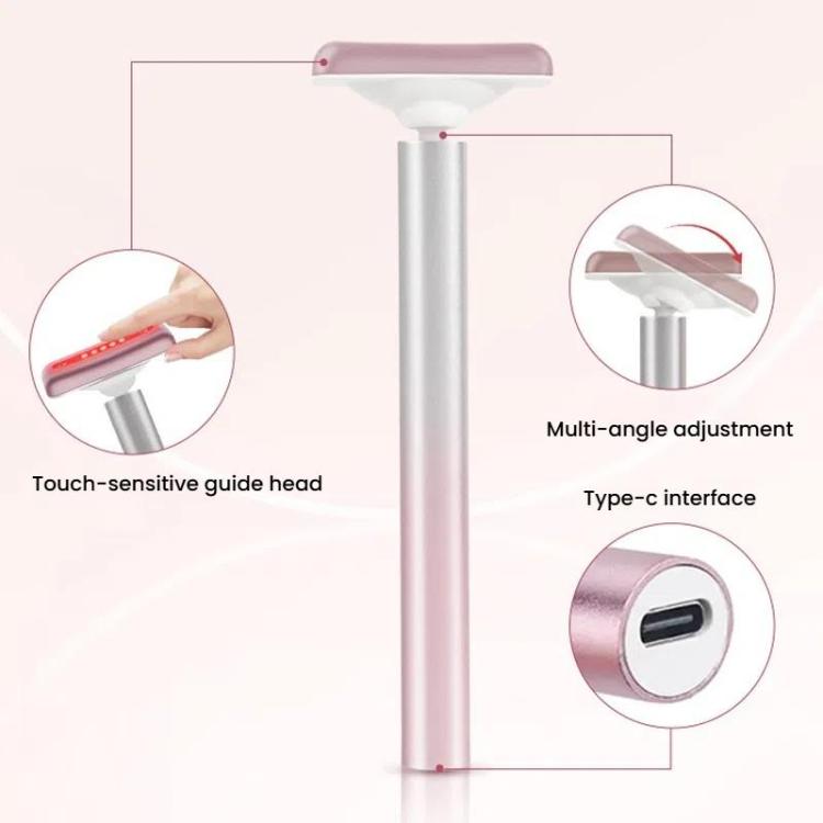 Red Light Facial Wand Eye Neck Massager With Vibrating for Lifting, Dark Circle Reduction(Gradient Pink)