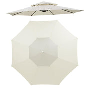 2.7 Meters 8-Rib Replacement Canopy For Outdoor Patio Umbrella Double Top Water-resistant Sunshade Fabric(Beige)