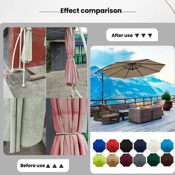 3 Meters 8-Rib Replacement Canopy For Outdoor Patio Umbrella Double Top Water-resistant Sunshade Fabric(Khaki)