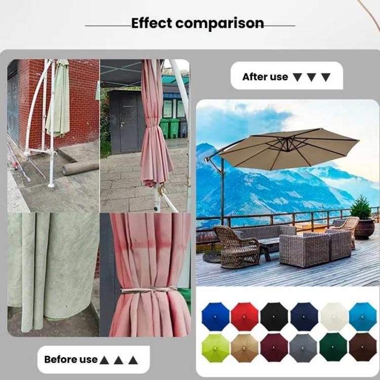 3 Meters 8-Rib Replacement Canopy For Outdoor Patio Umbrella Double Top Water-resistant Sunshade Fabric(Khaki)