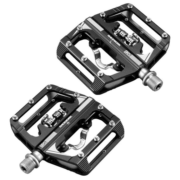 RACEWORK M215 Bicycle Lock Pedal To Flat Pedal Aluminum Alloy SPD Clipless Pedal(Black)