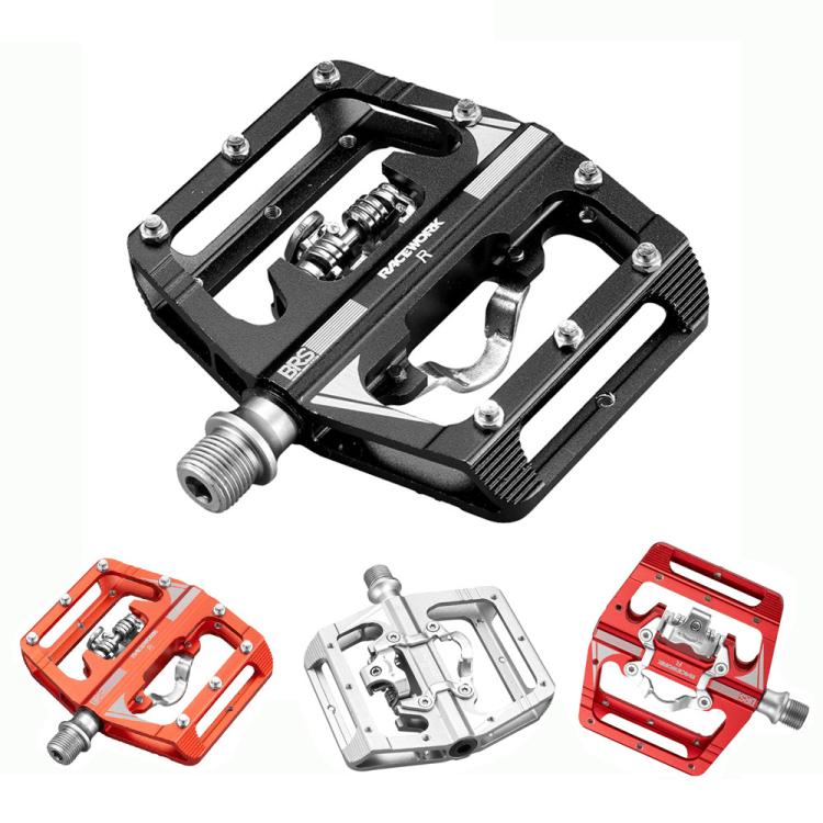 RACEWORK M215 Bicycle Lock Pedal To Flat Pedal Aluminum Alloy SPD Clipless Pedal(Black)