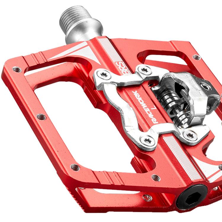 RACEWORK M215 Bicycle Lock Pedal To Flat Pedal Aluminum Alloy SPD Clipless Pedal(Titanium-color)