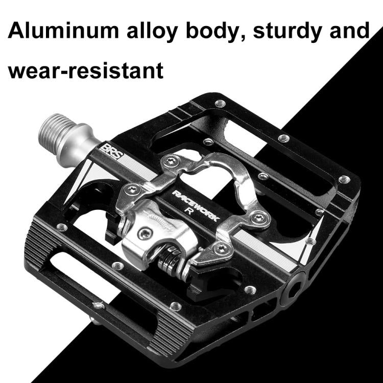 RACEWORK M215 Bicycle Lock Pedal To Flat Pedal Aluminum Alloy SPD Clipless Pedal(Black)