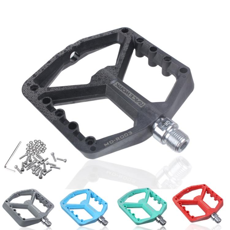 RACEWORK RK579 1pair Bicycle Wide Anti-slip Bearing Pedal Nylon Pedal(Black)