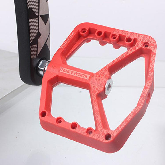 RACEWORK RK579 1pair Bicycle Wide Anti-slip Bearing Pedal Nylon Pedal(Gray)