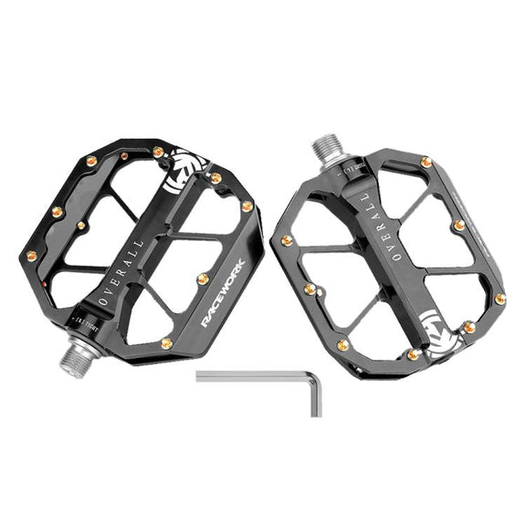 RACEWORK D029 CNC Triple Bearing Hollow Anti-slip Bicycle Pedals(Black)
