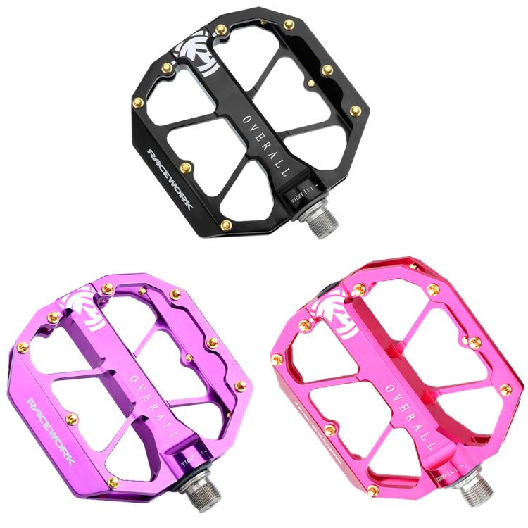 RACEWORK D029 CNC Triple Bearing Hollow Anti-slip Bicycle Pedals(Black)