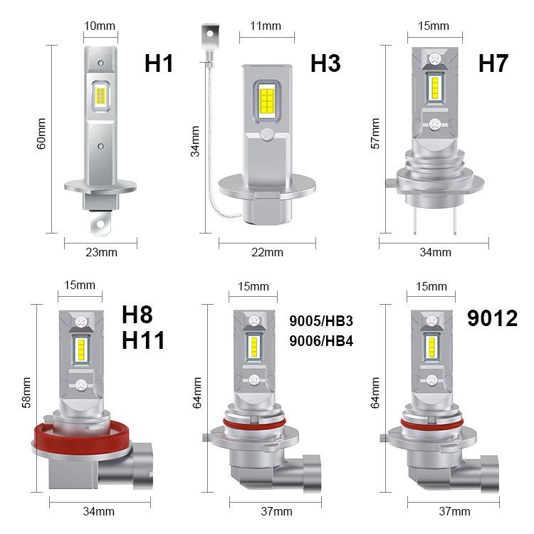 2pcs Mini 1:1 Direct Plug Car LED Headlight Bulb, Specifications: 9005(White Light)