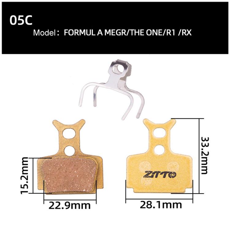 2pairs ZTTO Mountain Bike Full Metal Copper Base Lining Oil Disc Block Brake Pad, Model: MJ-05C