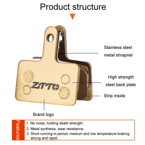 2pairs ZTTO Mountain Bike Full Metal Copper Base Lining Oil Disc Block Brake Pad, Model: MJ-03F