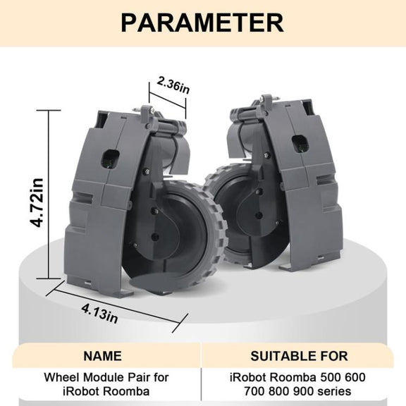 For IRobot Roomba 5/6/7/8/9 Series Walking Wheels Vacuum Cleaner Accessories Left+Right Wheel-Black