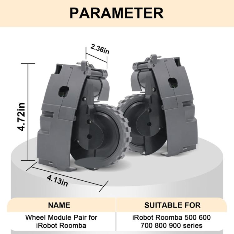 For IRobot Roomba 5/6/7/8/9 Series Walking Wheels Vacuum Cleaner Accessories Left+Right Wheel-Black