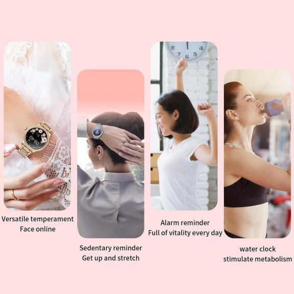 Bluetooth Calling AI Voice Assistant Life Water-resistant Sports Smartwatch, Color: Gold Pink Silicone Strap
