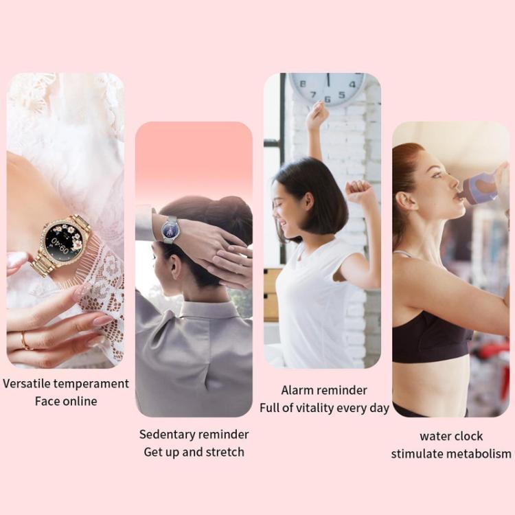 Bluetooth Calling AI Voice Assistant Life Water-resistant Sports Smartwatch, Color: Gold Pink Silicone Strap