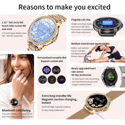Bluetooth Calling AI Voice Assistant Life Water-resistant Sports Smartwatch, Color: Gold Pink Silicone Strap