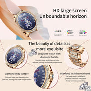 Bluetooth Calling AI Voice Assistant Life Water-resistant Sports Smartwatch, Color: Gold Pink Silicone Strap