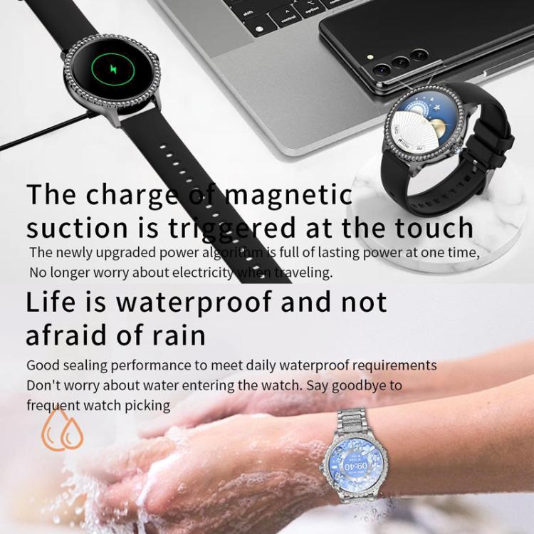 Bluetooth Calling AI Voice Assistant Life Water-resistant Sports Smartwatch, Color: Silver Mesh Strap+Silicone Strap