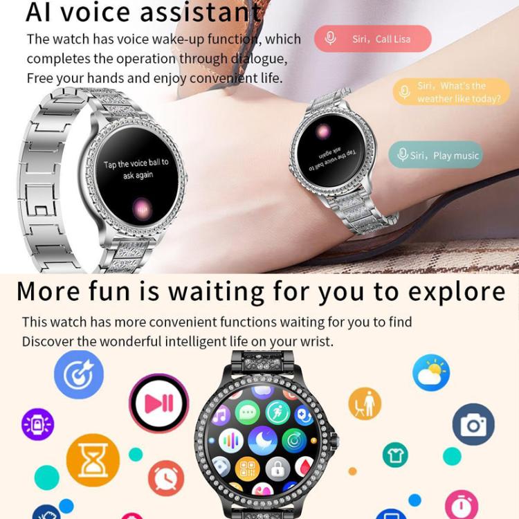Bluetooth Calling AI Voice Assistant Life Water-resistant Sports Smartwatch, Color: Silver Mesh Strap+Silicone Strap