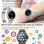 Bluetooth Calling AI Voice Assistant Life Water-resistant Sports Smartwatch, Color: Gold Pink Silicone Strap