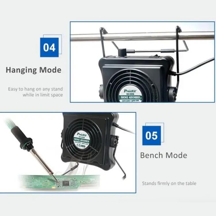 ProsKit SS-595H  Soldering Fume Extractor With Blowing/Suction, Adjustable Wall/Desk Mount